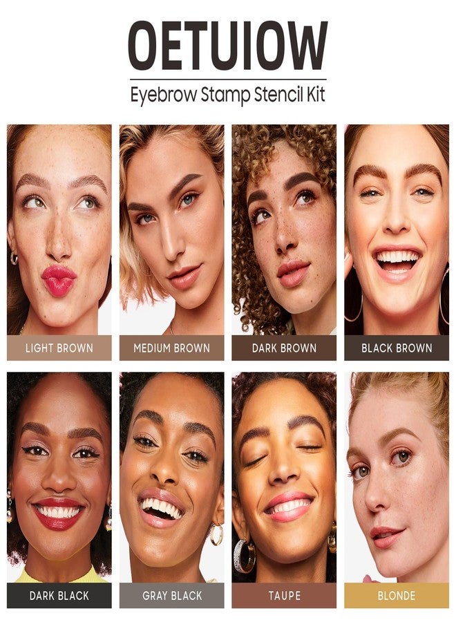 OETUIOW Eyebrow Stamp Stencil Kit - Eye Brow Stencil Kit for Beginners, Brow Stencil and Stamp Kit Long-lasting, Smudge-Proof & Waterproof, 24 Reusable Eyebrow Shapes Stencils for Perfect Brow (Dark Black) - Image 4