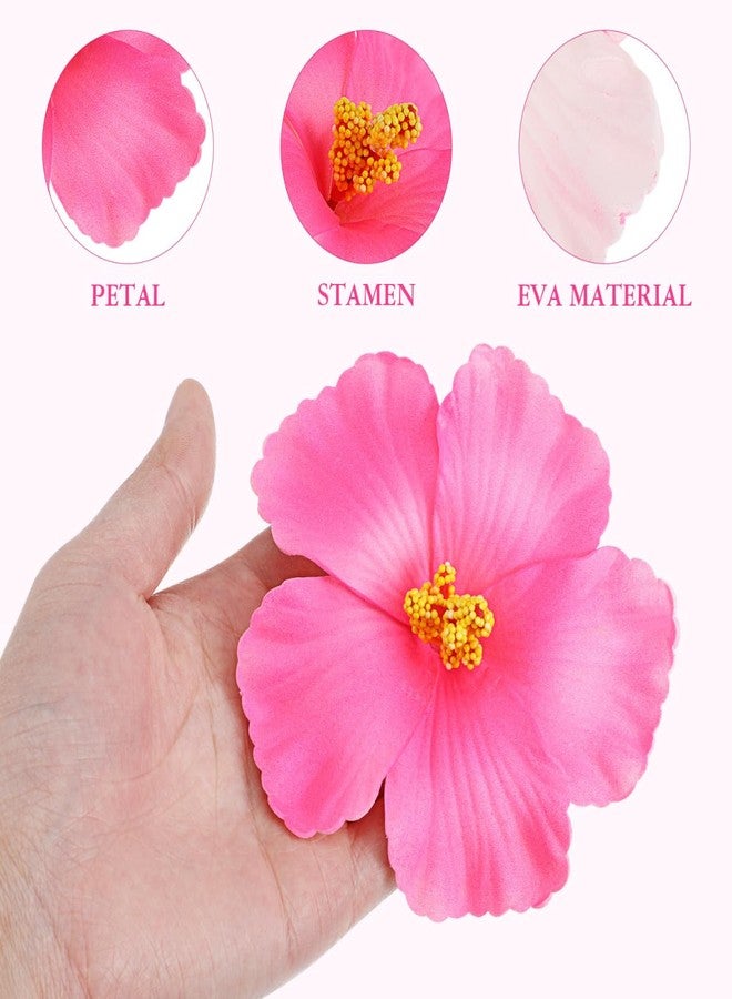 HOMSFOU 10PCS Hawaiian Faux Flowers Hibiscus Flowers Decoration Artificial Tropical Flowers Vivid Flowers for Hawaiian Luau Tabletop Decoration Party Favors Supplies DIY Decoration (Pink) - Image 5