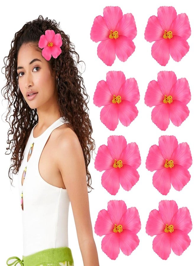 HOMSFOU 10PCS Hawaiian Faux Flowers Hibiscus Flowers Decoration Artificial Tropical Flowers Vivid Flowers for Hawaiian Luau Tabletop Decoration Party Favors Supplies DIY Decoration (Pink) - Image 2