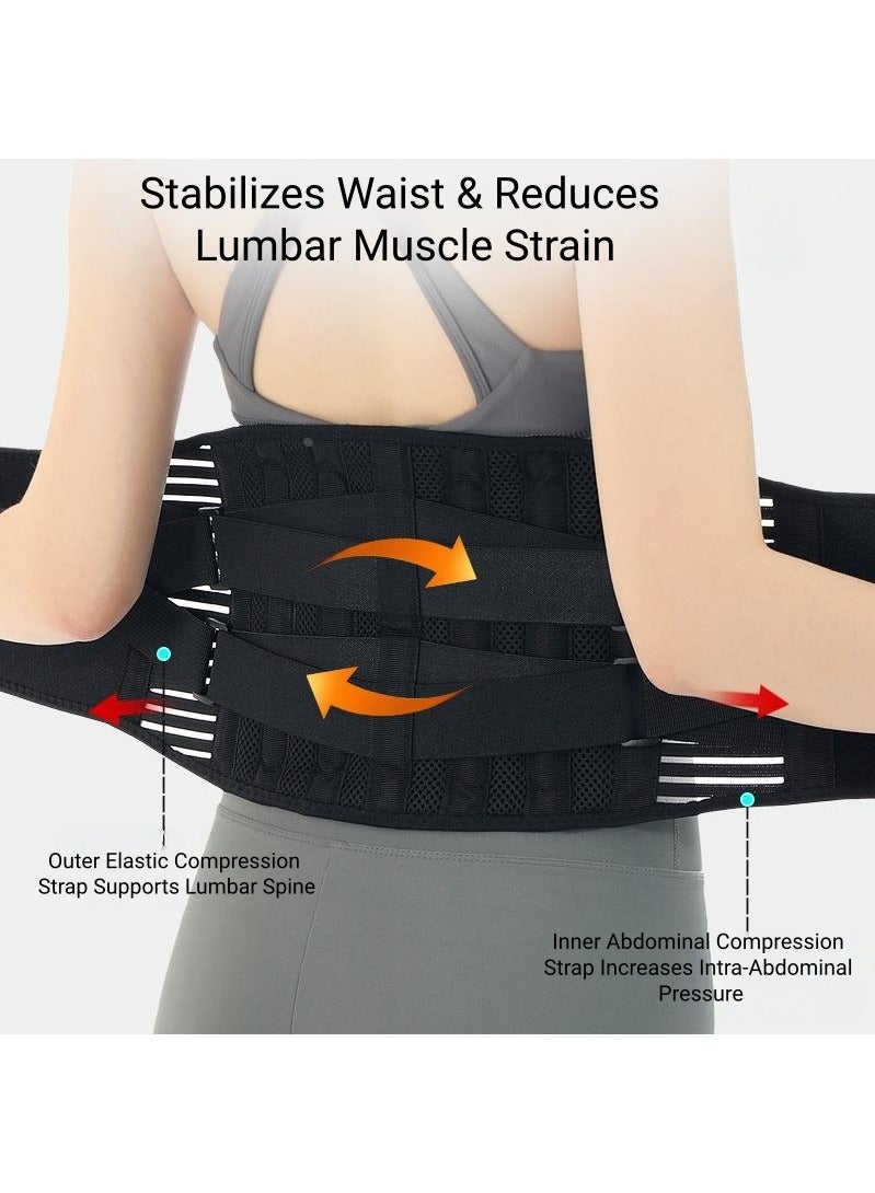 ARUWA Back Brace Lower Back Pain Relief with 7 Stays, Adjustable Breathable Back Support Belt for  Men/Women Work, Back Brace for Lower Back Pain Relief,Anti-skid Lumbar Support for Sciatica Scoliosis - Image 2