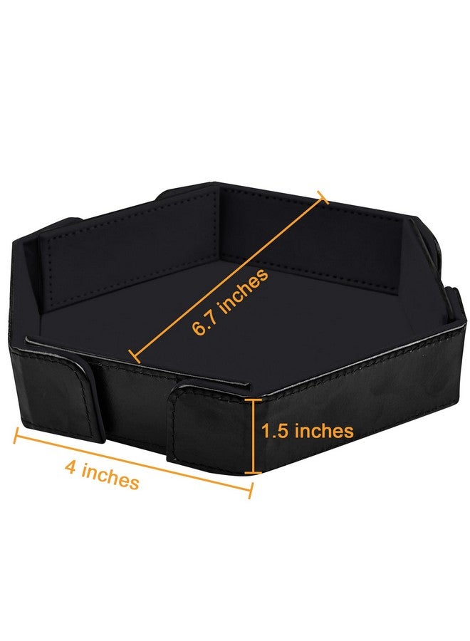 SIQUK Magnetic Folding Dice Tray Hexagon Dice Rolling Tray PU Leather Dice Trays Foldable Dice Holder Dice Rolling Mat Storage Box for D&D RPG Dice Games, Black - Image 2