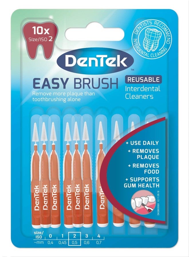 DenTek Easy Brush Interdental Brushes, ISO2/0.5mm for Removing Food and Plaque Between Teeth. 10 Pack - Image 1