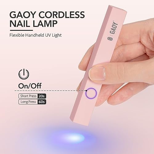 GAOY Handheld UV Light for Gel Nails, Mini Nail Lamp, Portable Cordless Rechargeable, Fast Curing, Pink - Image 2