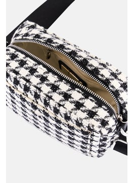 Moda Luxe Women Textured Cross Body Bag 19 L x 13 H x 7 W cm, Black  - Image 3