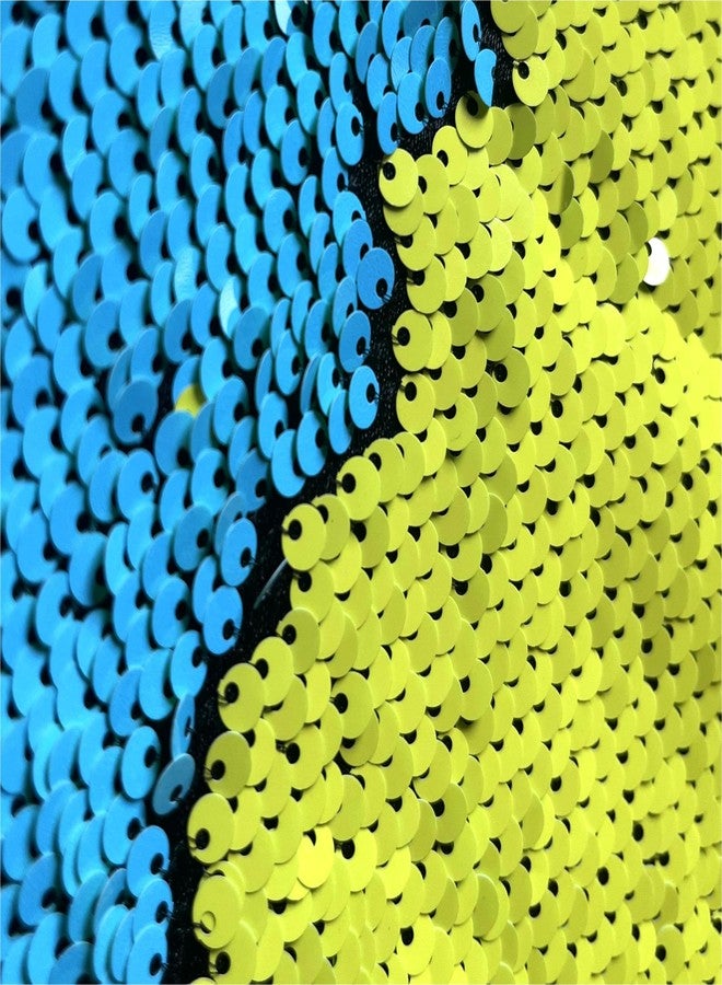 penepico Sensory Wall Sequin Flip Fabric for Kids,0.2" Large Sequins Sensory Materials Fidget Play Items for Toddlers,Tactile Stimulation,Reversible Mermaid Fabric (5 yd, Yellow + Sky Blue) - Image 1