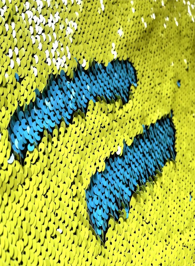 penepico Sensory Wall Sequin Flip Fabric for Kids,0.2" Large Sequins Sensory Materials Fidget Play Items for Toddlers,Tactile Stimulation,Reversible Mermaid Fabric (5 yd, Yellow + Sky Blue) - Image 5