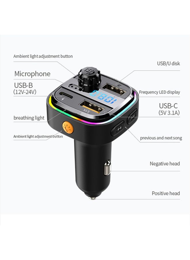 Beauenty C26 Car Bluetooth Transmitter Handsfree Audio Player Dual USB Car Charger - Image 3