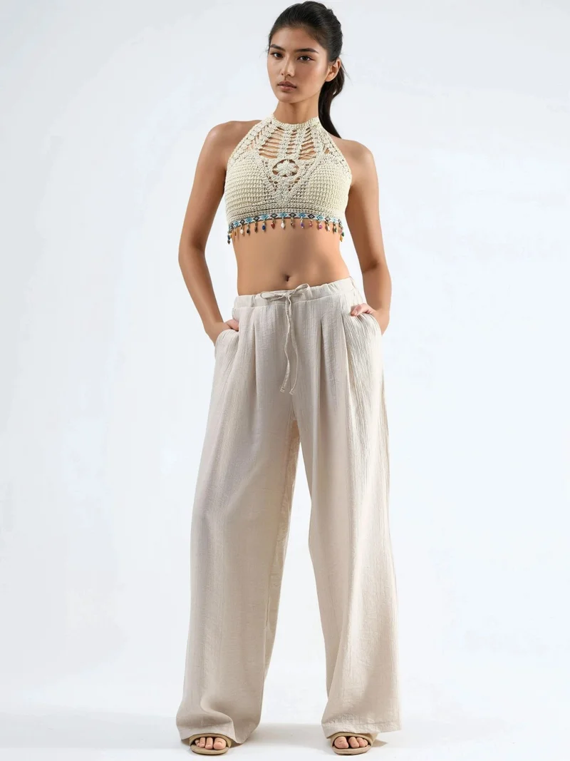 بوسيم BUSEM Wide Leg Drawstring Pants