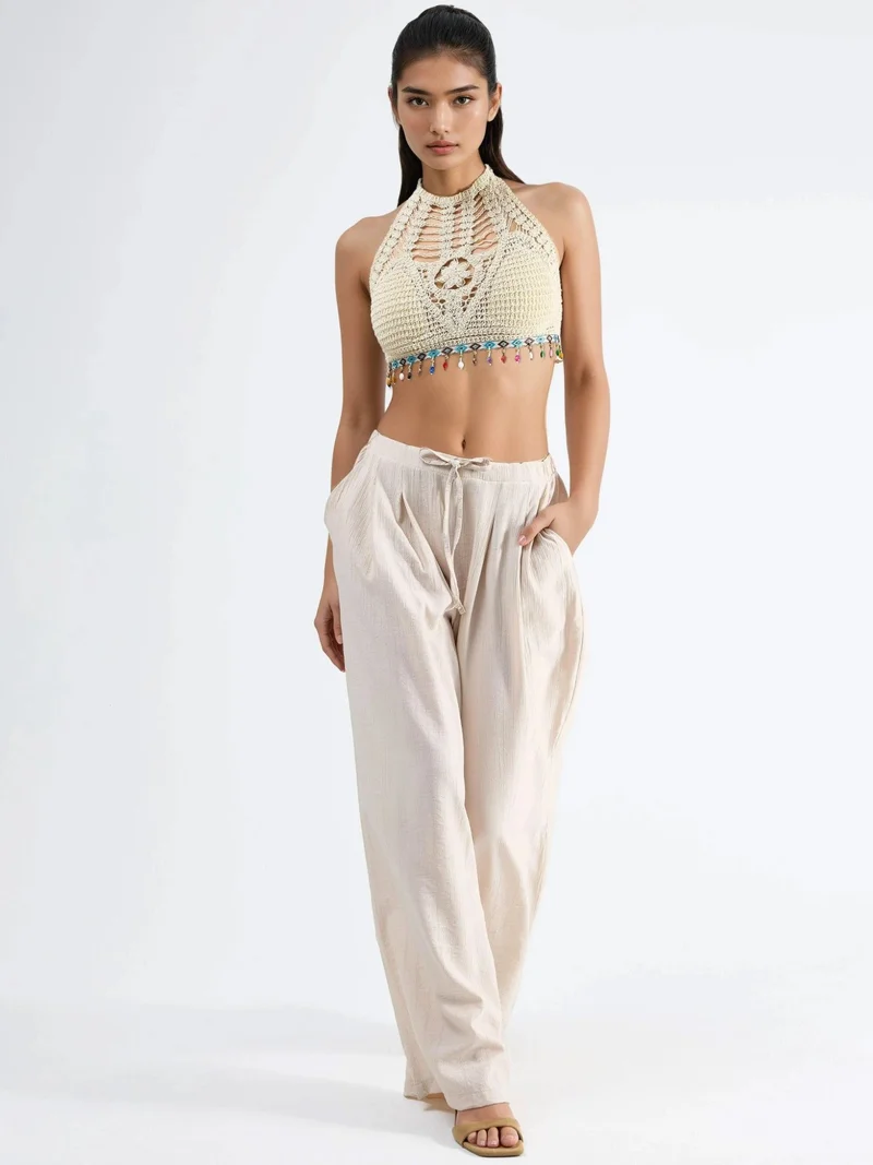 بوسيم BUSEM Wide Leg Drawstring Pants