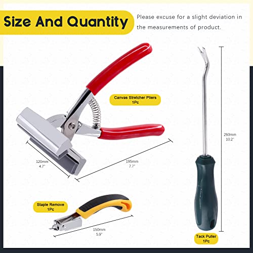 Mardatt 3 Pcs Heavy Duty Canvas Stretcher Pliers and Staple Remover and Tack Puller Tool, Aluminum Alloy Canvas Stretching Pliers with Spring Rubber Handle for Stretching Canvas Clamp Oil Painting - Image 2