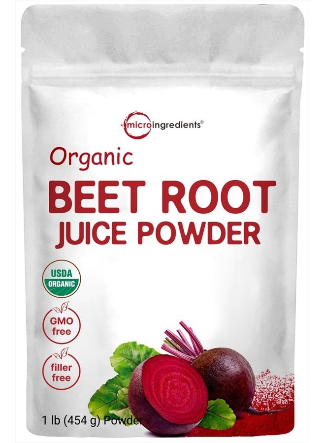 Micro Ingredients Organic Beet Root Powder, 1 Pound, Cold Pressed and Water Soluble, Beet Juice Pre-Workout Concentrated Powder, Energy & Immune System Support, Non-GMO  - Image 1