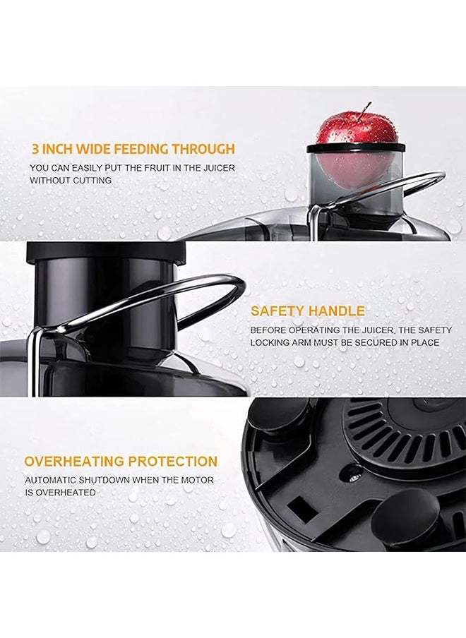 دوكاسو - عصارة ، عصارة الطرد المركزي ، ماكس باور 800W عصير النازع ، 65mm كامل الفواكه والخضروات شلال ، 3 سرعة عصارة سريعة وسهلة التنظيف ، لا تحتوي على برا ، فضة - Image 1