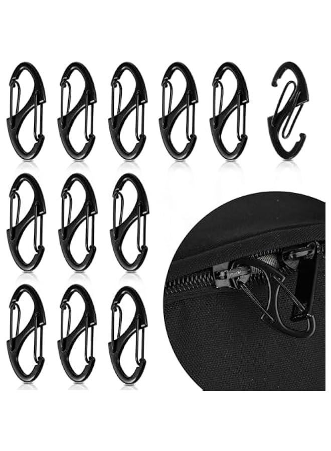 12Pcs Zipper Locks Anti Theft, Purse Locks Zipper Clips Dual Spring Small Zipper Lock Clips Mini S Carabiner Clasps Backpack Locks for Travel Theft Deterrent Luggage Suitcase Handbags Keys Purse - Image 1