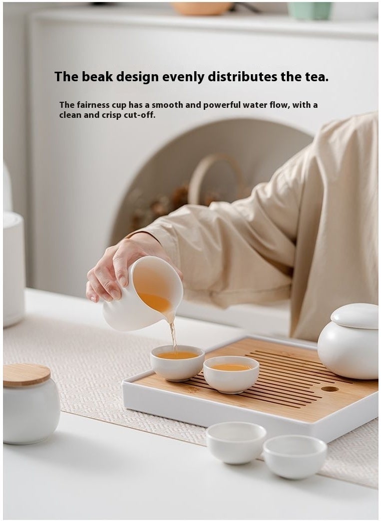 Japanese Style Ceramic Travel Tea Set with Bamboo Tray - Complete Kit for Office, Hotel & Home | Portable Teapot, Cups, Tea Canister & Carry Bag - Image 5