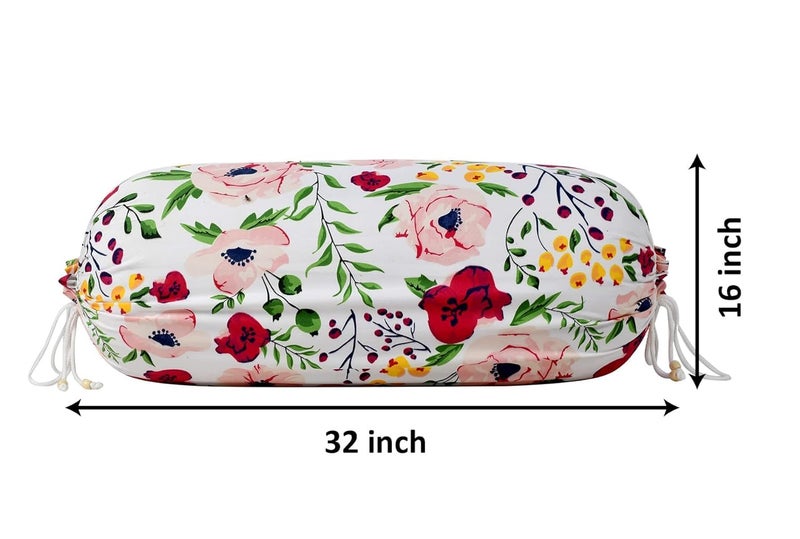 Kuber Industries Kuber Industries Cotton Bolster Cover Soft Bolster Pillow Cover for Bedroom Living Room Bolster Cover 16 X 32 Pack of 2 White Pink - Image 5