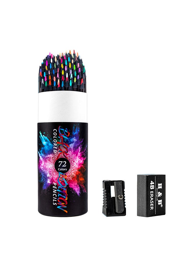 H&B 72 Water Colored Pencils Water-soluble Pre-Sharpened 3mm Lead Wide Spectrum Vibrant Colors with 1 Water Pen Brush for Blending Sketching Drawing Coloring Books and Artistic Creations Ideal  - Image 1