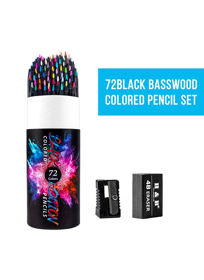 H&B 72 Water Colored Pencils Water-soluble Pre-Sharpened 3mm Lead Wide Spectrum Vibrant Colors with 1 Water Pen Brush for Blending Sketching Drawing Coloring Books and Artistic Creations Ideal  - Image 5