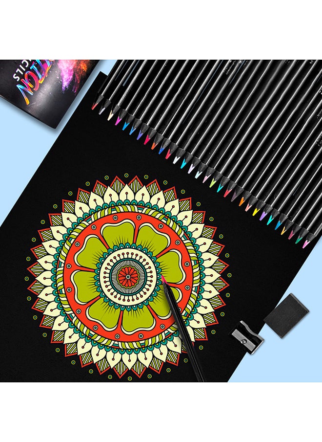 H&B 72 Water Colored Pencils Water-soluble Pre-Sharpened 3mm Lead Wide Spectrum Vibrant Colors with 1 Water Pen Brush for Blending Sketching Drawing Coloring Books and Artistic Creations Ideal  - Image 3