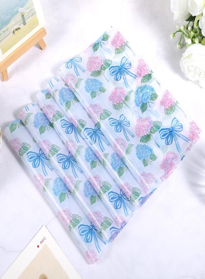 Fabllewavi 150 Sheets Watercolor Hydrangea Wax Paper Sheets for Food Deli, 9.8 x 8.3 inch Pastel Floral Bow Greaseproof Deli Paper for Sandwich Picnic Basket Liner Birthday Wedding Party Supplies - Image 3