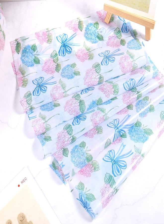Fabllewavi 150 Sheets Watercolor Hydrangea Wax Paper Sheets for Food Deli, 9.8 x 8.3 inch Pastel Floral Bow Greaseproof Deli Paper for Sandwich Picnic Basket Liner Birthday Wedding Party Supplies - Image 5