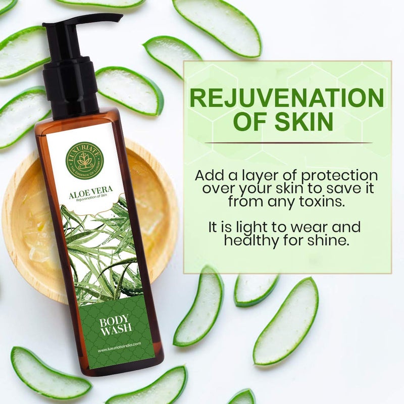 LUXURIATE Aloe Vera Body Wash for Rejuvenation of Skin | Whole Body Shower Liquid for Men and Women | Organic, Paraben Free - 200 ml - Image 2