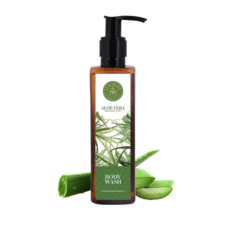 LUXURIATE Aloe Vera Body Wash for Rejuvenation of Skin | Whole Body Shower Liquid for Men and Women | Organic, Paraben Free - 200 ml - Image 1