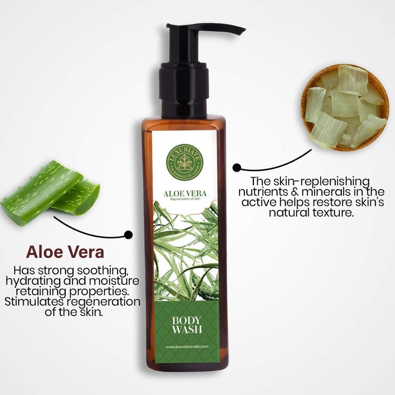 LUXURIATE Aloe Vera Body Wash for Rejuvenation of Skin | Whole Body Shower Liquid for Men and Women | Organic, Paraben Free - 200 ml - Image 5