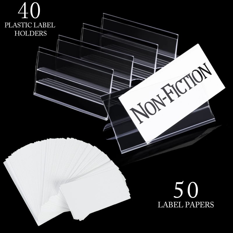 YWFAFO Glass Shelf Label Holders 40 pcs with Inserts fits Fits 3/8" Glass Shelving - Image 2