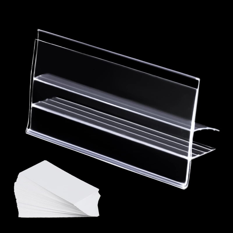 YWFAFO Glass Shelf Label Holders 40 pcs with Inserts fits Fits 3/8" Glass Shelving - Image 1