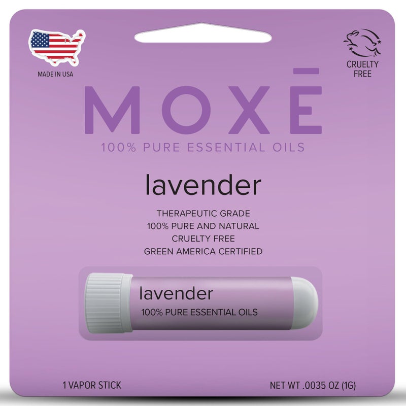 MOXE Lavender Essential Oil Nasal Inhaler, Therapeutic No-Mess Aromatherapy, Relaxation, Naturally Calming, Before Sleep Routine, Uplifts Mood, Pure and Undiluted, Made in USA (1 Pack) - Image 1