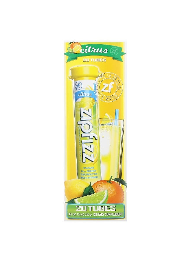 Zipfizz Zipfizz, Energy Drink Mix, Citrus, 20 Tubes, 0.39 oz (11 g) Each  - Image 1