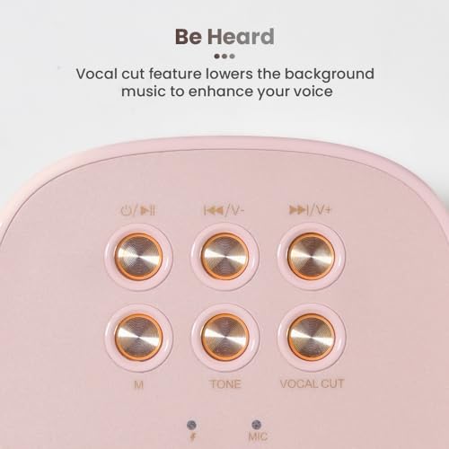 Toreto Wireless Bluetooth Speaker 10W with Wireless Karaoke Mic, 6H Playtime, Voice Changing Feature, Deep Bass, USB, AUX, BT5.3/TF Card, Outdoor Speaker with Carrying Strap (Jukebox, Pink) - Image 2