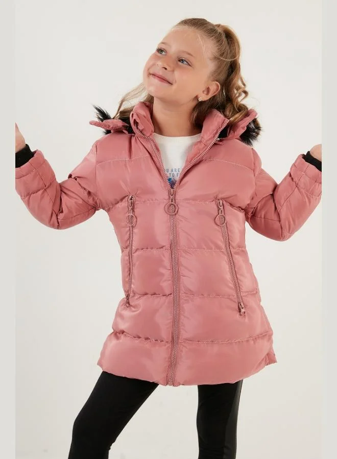 Lela Lela Plush Lined Faux Fur Collar Detachable Hooded Winter Coat for Girls 5766038