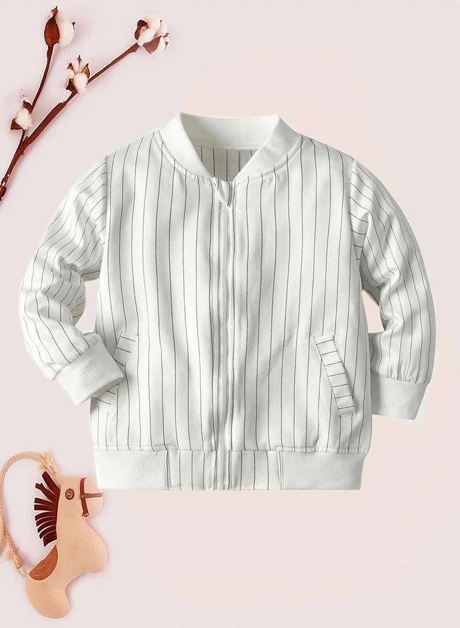 تايك تو جاكيت طويل الأكمام مخطط بسحّاب