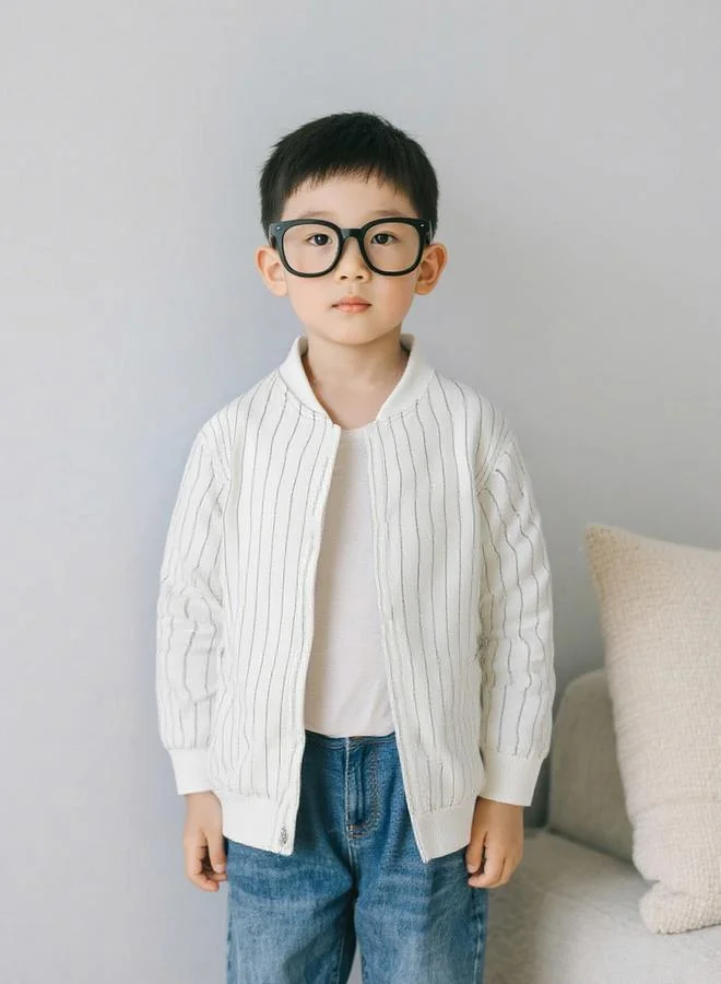 تايك تو جاكيت طويل الأكمام مخطط بسحّاب