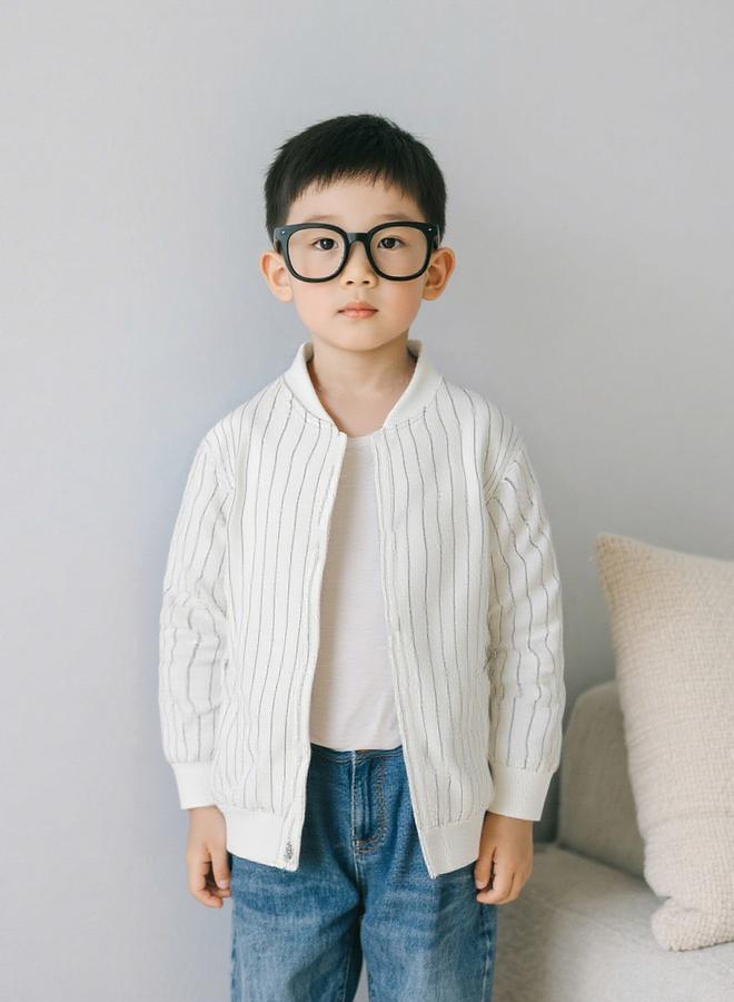 تايك تو جاكيت طويل الأكمام مخطط بسحّاب - Image 1