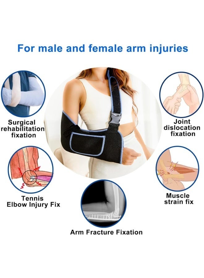 Arabest Arm Sling Shoulder Immobilizer, Rotator Cuff Support Brace, Comfortable Medical Sling for Shoulder Injury, Left and Right Arm, Men and Women, for Broken, Dislocated, Fracture, Strain (Black) - Image 4