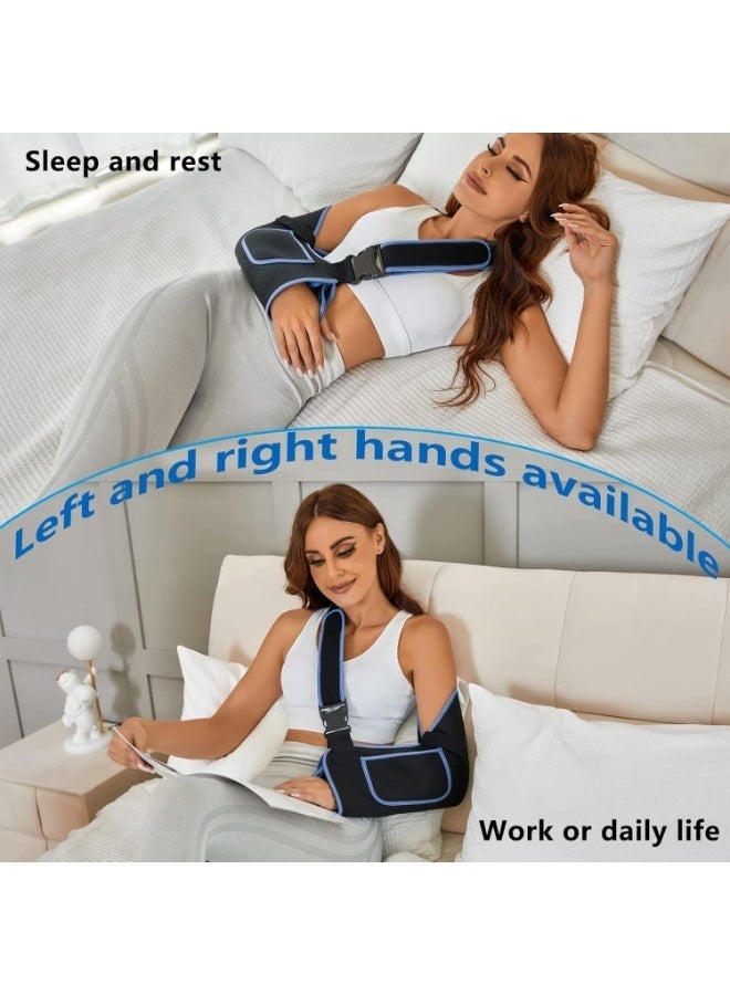 Arabest Arm Sling Shoulder Immobilizer, Rotator Cuff Support Brace, Comfortable Medical Sling for Shoulder Injury, Left and Right Arm, Men and Women, for Broken, Dislocated, Fracture, Strain (Black) - Image 2