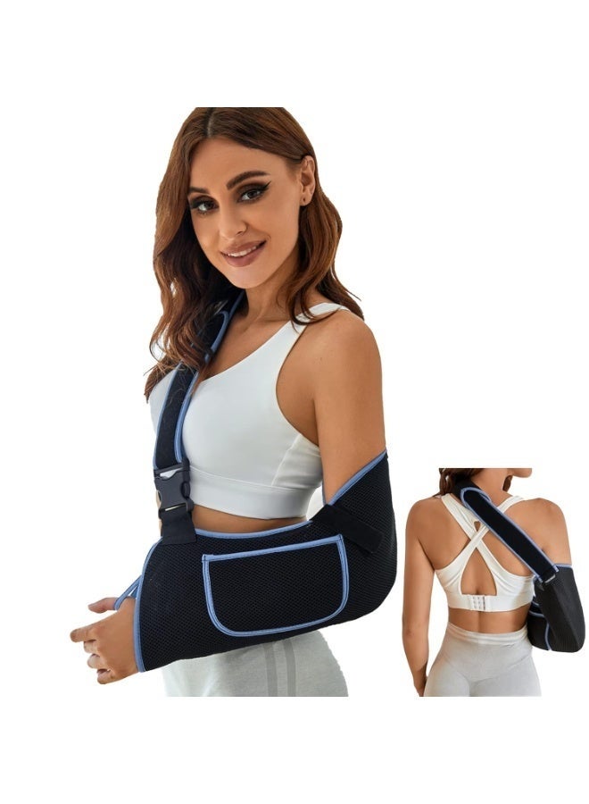 Arabest Arm Sling Shoulder Immobilizer, Rotator Cuff Support Brace, Comfortable Medical Sling for Shoulder Injury, Left and Right Arm, Men and Women, for Broken, Dislocated, Fracture, Strain (Black) - Image 1