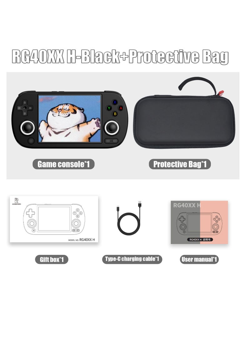 ANBERNIC  - Retro RG40XX H Portable Game Console, 64-bit, Linux, 4.0-inch IPS screen, Compatible with 5G WiFi, Bluetooth, HDMI-TV output (Black, 128GB) - Image 1