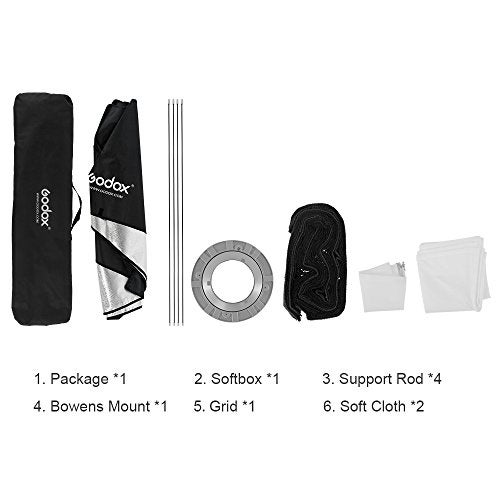 Godox صندوق إضاءة مستطيل مع شبكة قرص العسل 30x120 سم من جودوكس 12"x 47" لمصباح فلاش استوديو بتركيب بوينز - Image 2