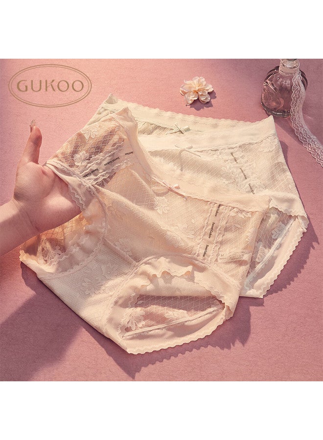 Gukoo Women's Lace Trim High Waist Triangle Ladies Underwear Spring/summer New Style Underwear Set Of 3 XL - Image 1