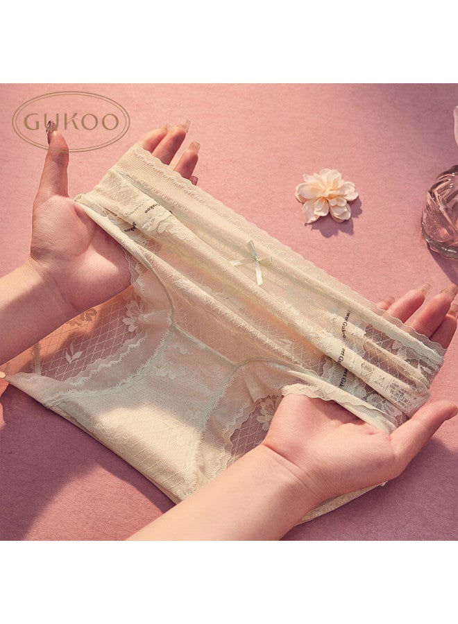 Gukoo Women's Lace Trim High Waist Triangle Ladies Underwear Spring/summer New Style Underwear Set Of 3 XL - Image 5