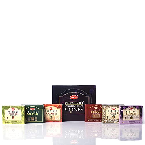 Hem Precious 6 Variant Assorted Incense Dhoop Cone Set (15.2 cm x 12.7 cm x 6.4 cm, Pack of 120) - Image 4