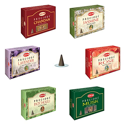 Hem Precious 6 Variant Assorted Incense Dhoop Cone Set (15.2 cm x 12.7 cm x 6.4 cm, Pack of 120) - Image 2