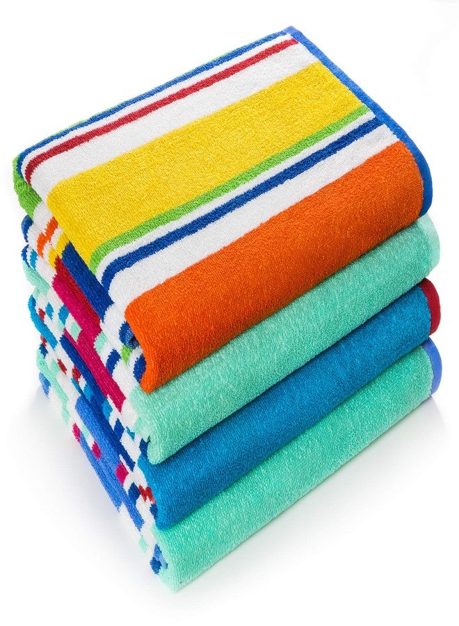 Beachland Extra Large Terry Loop Cabana Stripe Beach Towel 34 x 63 inch Soft Resort Style (Assorted Cabana, 4 Pack) - Image 5