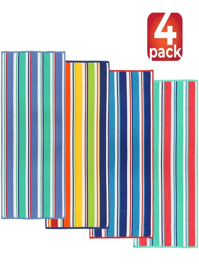 Beachland Extra Large Terry Loop Cabana Stripe Beach Towel 34 x 63 inch Soft Resort Style (Assorted Cabana, 4 Pack) - Image 2
