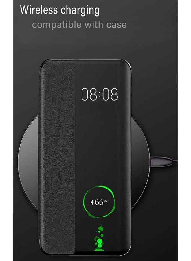 erorex Case For Huawei P30 Smart Mirror View Auto Sleep And Wake Up Leather Flip Cover Full Body Protective Case For Huawei P30 Not Original Huawei P30 Black - Image 2