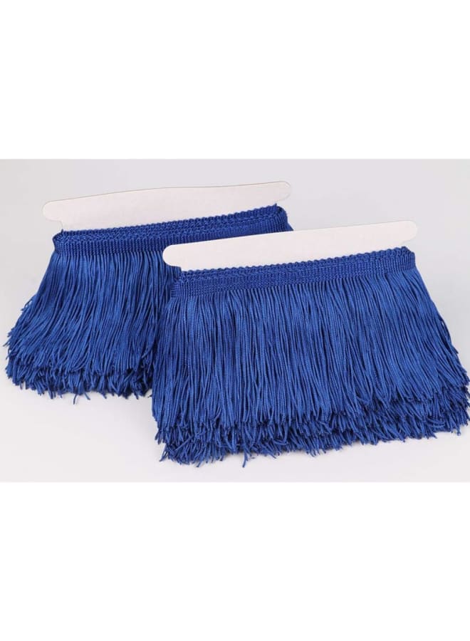 Fringe Trim Lace Polyerter Fibre Tassel 4inch Wide 10 Yards Long for Clothes Accessories Latin Wedding Dress DIY Lamp Shade Decoration Black (Royal Blue)  - Image 1