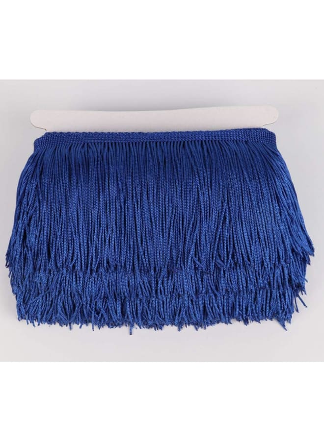Fringe Trim Lace Polyerter Fibre Tassel 4inch Wide 10 Yards Long for Clothes Accessories Latin Wedding Dress DIY Lamp Shade Decoration Black (Royal Blue)  - Image 2